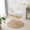 Clair De Lune Scandi Palm Moses Basket - Natural Folding Stand With Breathable Palm Leaf And Cotton Fabrics