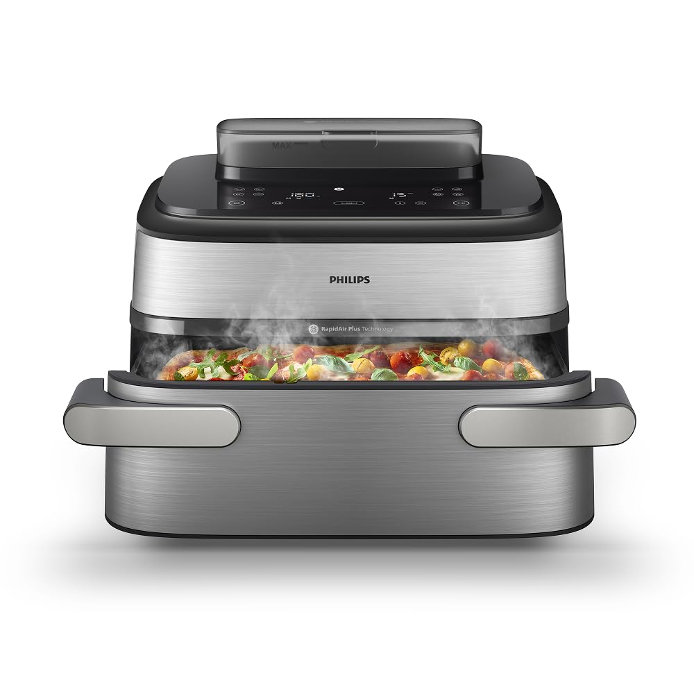 Philips NA550/00 5000 Series Steam & AirFry Air Fryer 9L – RapidAir Plus, 2x Korb, 2750W
