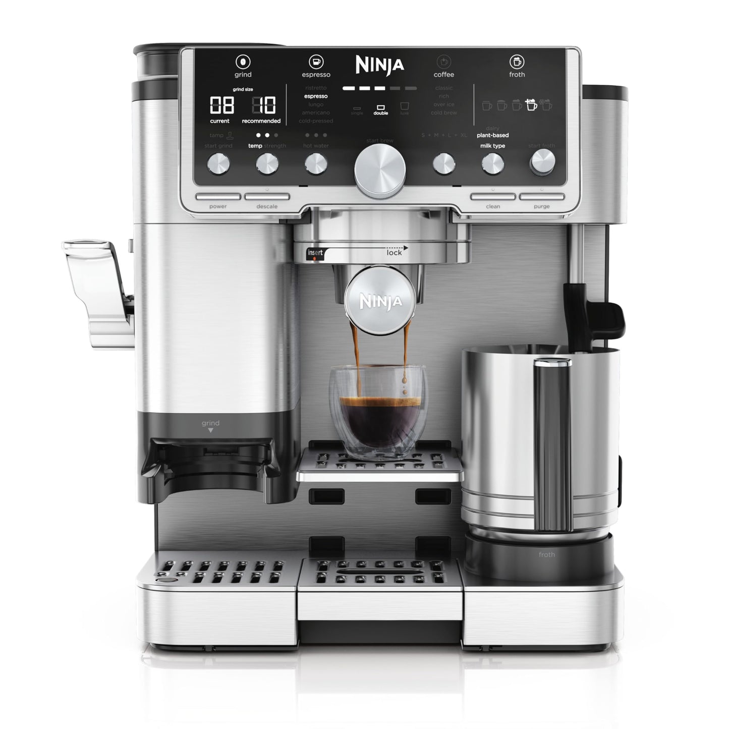 Ninja ES601EUGM Luxe Premier 3-in-1 Coffee Machine 2L – Barista-Assist, Grinder, Mikroschaum, Grey Metal