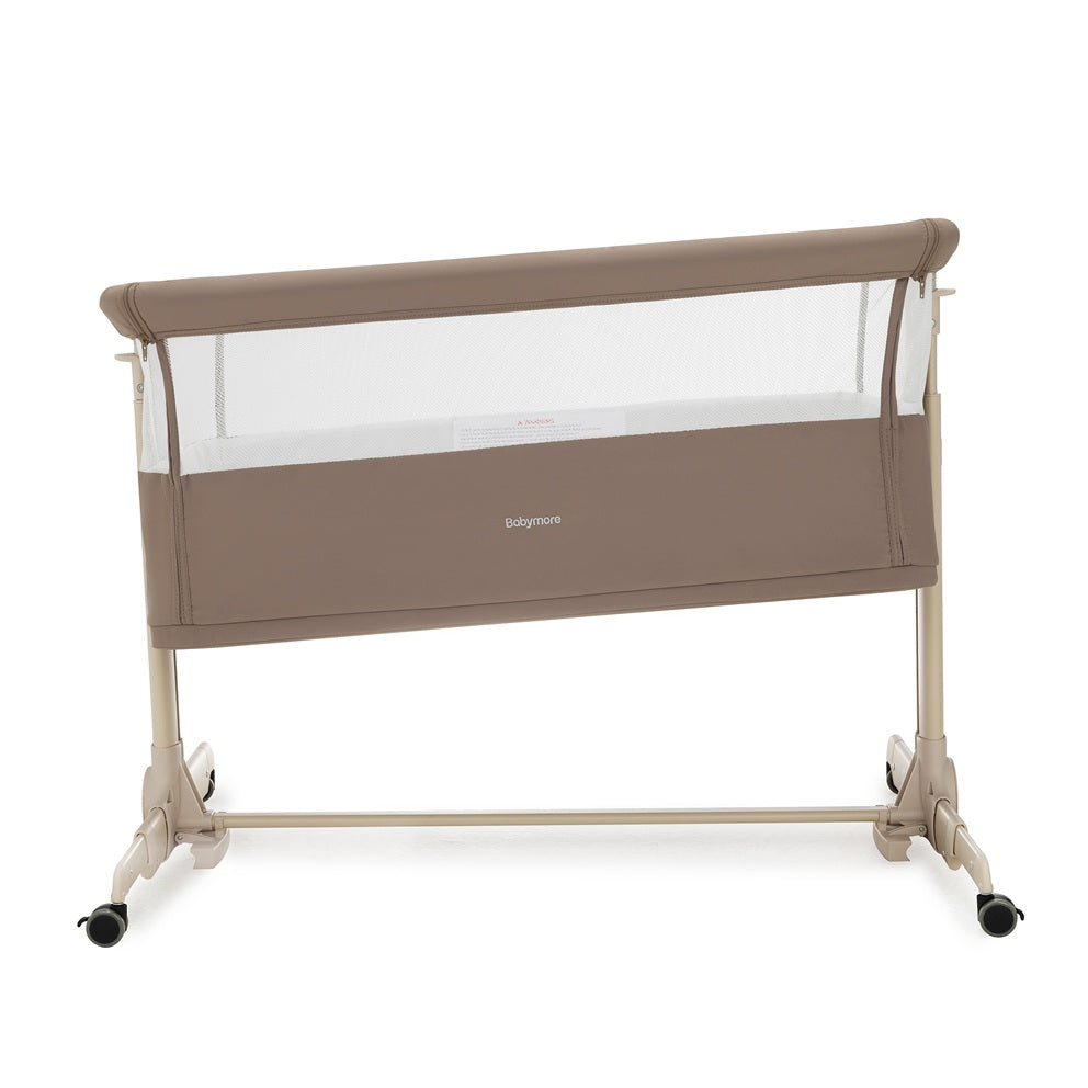Babymore Neera Bedside Crib Mocha - Close To Baby With 2 In 1 Design For Easy Nighttime Feeds