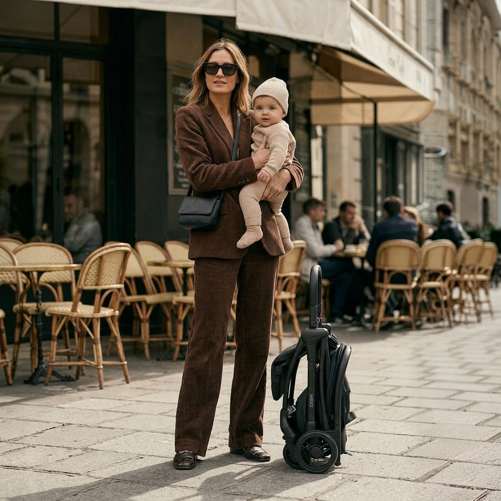 My Babiie MBX2 Compact Stroller - Ultra Lightweight One-Hand Fold With Lie-Flat Seat For All Day Comfort