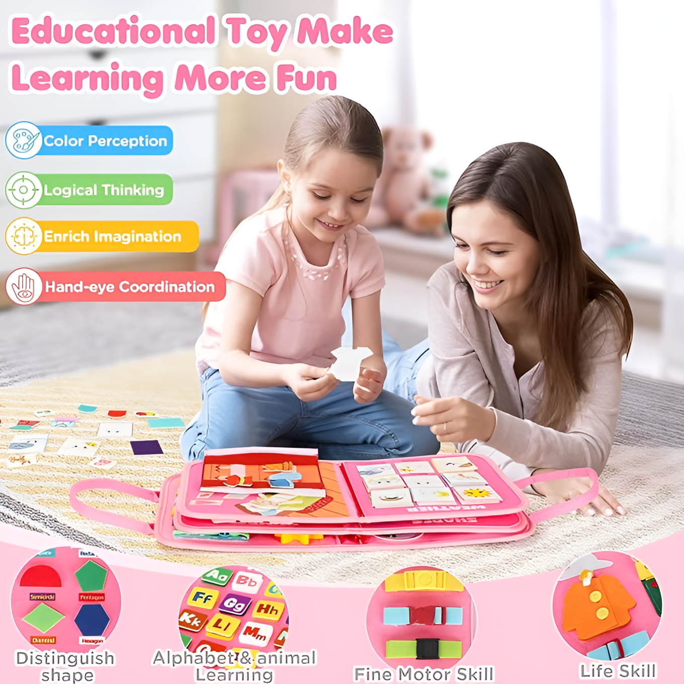 Bright Minds Montessori Busy Board - Enhanced Learning With Fine Motor Skill Activities