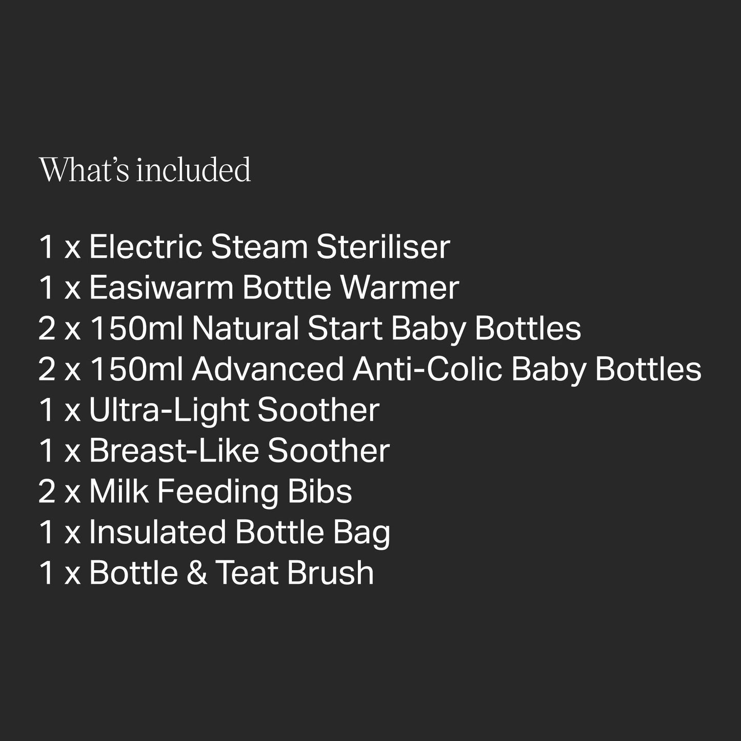 Easiwar Complete Baby Feeding Set - Natural Start And Anti-Colic Bottles With Electric Steriliser