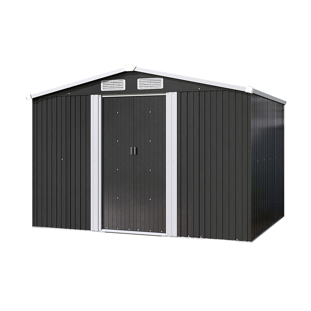 6x8ft Metal Garden Storage Shed With Gable Roof
