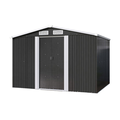 10x8ft Metal Garden Storage Shed With Gable Roof