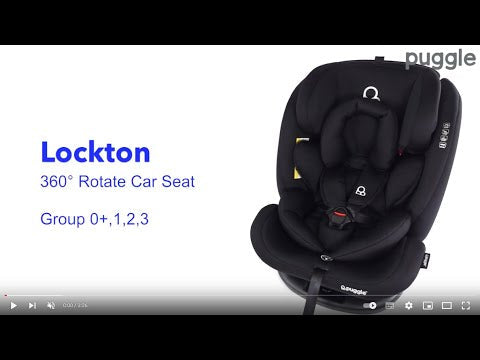 Puggle Lockton 360 Degree Rotation Luxe Group 0 1 2 3 Car Seat Storm Black - Easy ISOFIX Or Seat Belt Installation
