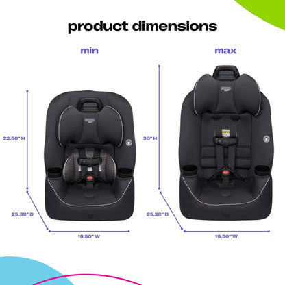 Cosco Kids Easy Elite Slim All In One Convertible Car Seat Grey Glyphs - Extended Use From Newborn To 100 Pound