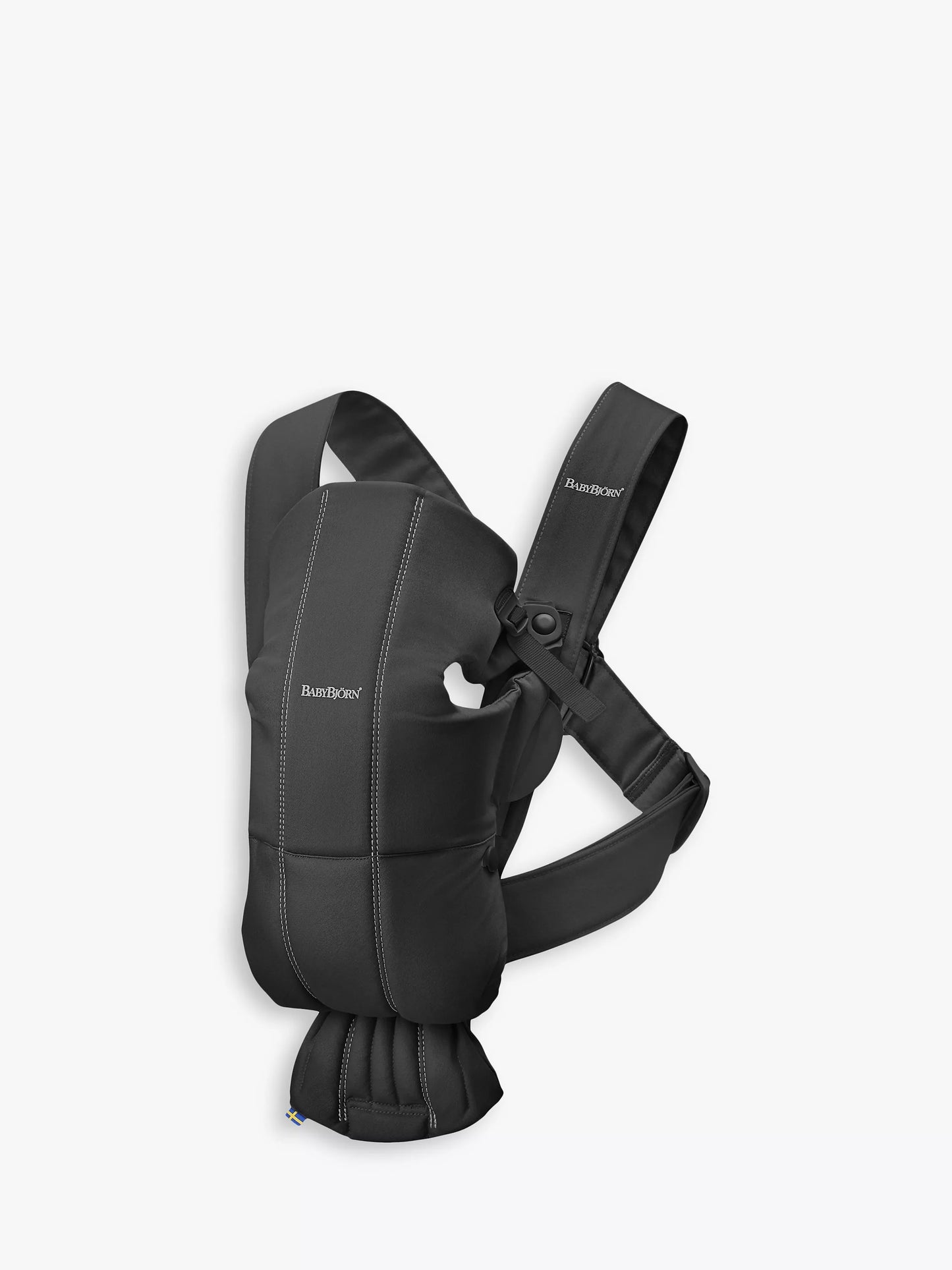 BabyBjörn Baby Woven Mini Carrier Black - Lightweight Easy On Off For Close Newborn Comfort