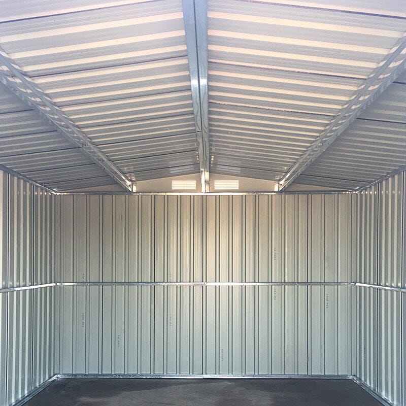 8x8ft Metal Garden Storage Shed With Gable Roof