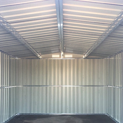 8x8ft Metal Garden Storage Shed With Gable Roof