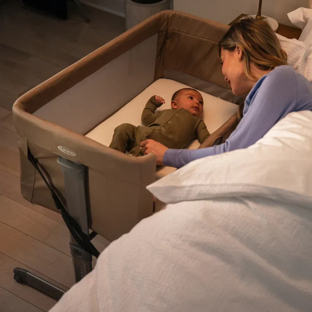 Graco Sweet2Sleep Bedside Crib Oatmeal - CoSleeper By Your Side Standalone Or Travel Crib For Birth To 6 Months