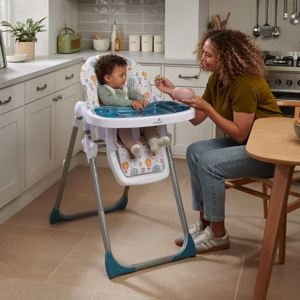 Babylo Hi Lo Convertible High Chair Hot Air Balloons - Six Adjustable Heights From 6 Months To 3 Years