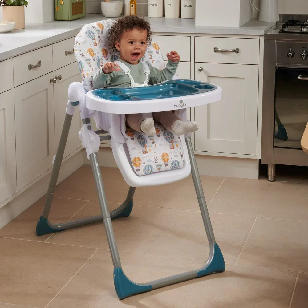 Babylo Hi Lo Convertible High Chair Hot Air Balloons - Six Adjustable Heights From 6 Months To 3 Years
