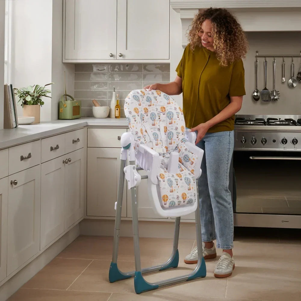 Babylo Hi Lo Convertible High Chair Hot Air Balloons - Six Adjustable Heights From 6 Months To 3 Years
