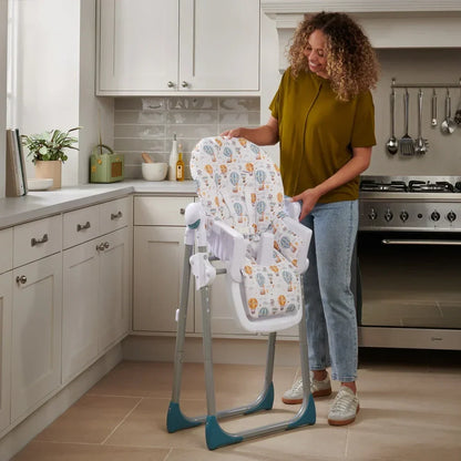 Babylo Hi Lo Convertible High Chair Hot Air Balloons - Six Adjustable Heights From 6 Months To 3 Years