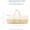 Clair De Lune Scandi Palm Moses Basket - Natural Folding Stand With Breathable Palm Leaf And Cotton Fabrics