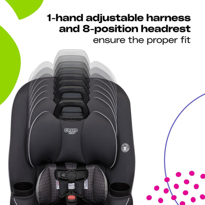 Cosco Kids Easy Elite Slim All In One Convertible Car Seat Grey Glyphs - Extended Use From Newborn To 100 Pound