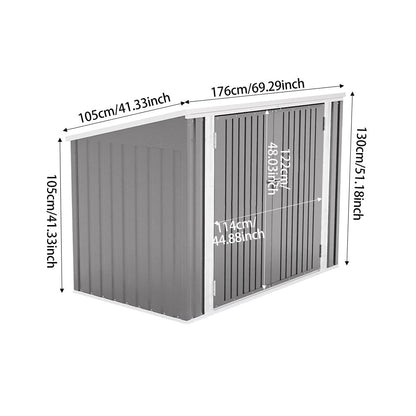 6x3ft Charcoal Black/Green/Grey Lockable Steel Garden Storage Shed