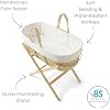 Clair De Lune Scandi Palm Moses Basket - Natural Folding Stand With Breathable Palm Leaf And Cotton Fabrics