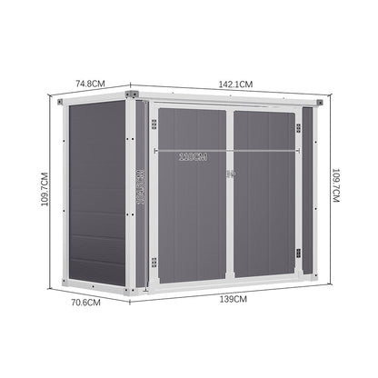 5x2ft Grey Aluminum Alloy Garden Tool Storage Shed