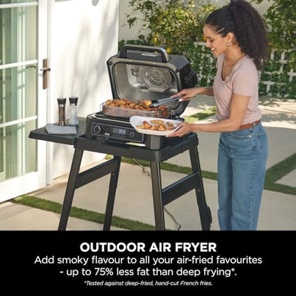 Ninja Woodfire Pro XL Electric BBQ Grill & Smoker with Digital Probe, Large 4-in-1 Outdoor Grill & Air Fryer with Smart Cook System & Woodfire Pellets, Weather Resistant, Portable, Grey/Black OG850UK