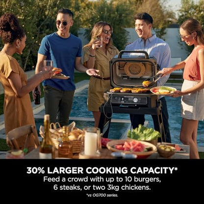 Ninja Woodfire Pro Connect XL Electric BBQ Grill and Smoker with App Control, Digital Probe, Large 7-in-1 Outdoor Grill and Air Fryer with Woodfire Pellets, Weather Resistant, Blue and Black OG901UK