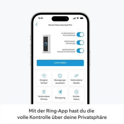 Ring Video Doorbell Pro 2 Video Doorbell, 1536p HD, 3D-Motion Detection, Colour-Night Vision, WiFi