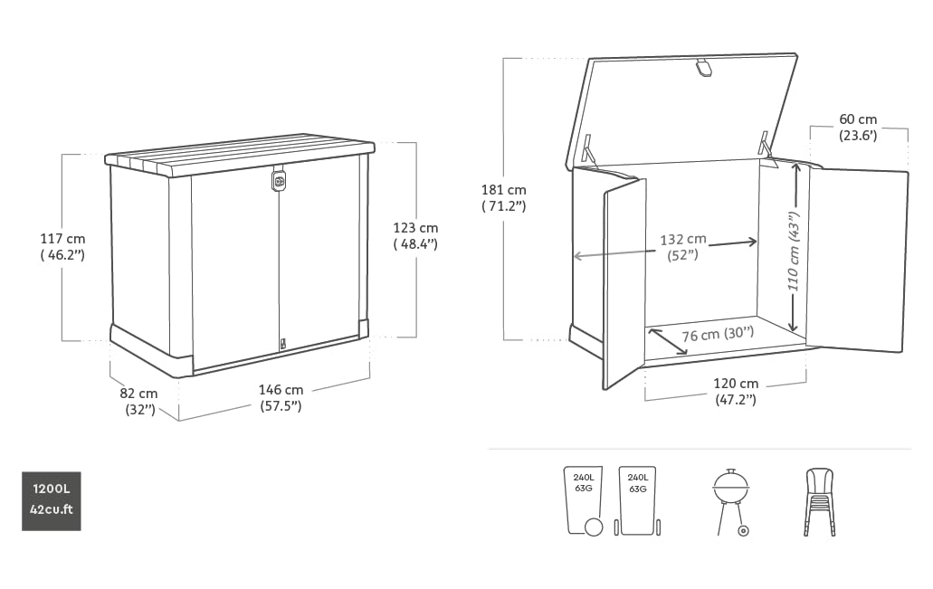 Keter 250001 Store It Out Pro Outdoor Storage Shed, 145.5 x 82 x 123cm Beige/Brown