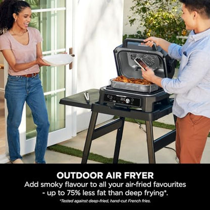 Ninja Woodfire Pro Connect XL Electric BBQ Grill and Smoker with App Control, Digital Probe, Large 7-in-1 Outdoor Grill and Air Fryer with Woodfire Pellets, Weather Resistant, Blue and Black OG901UK