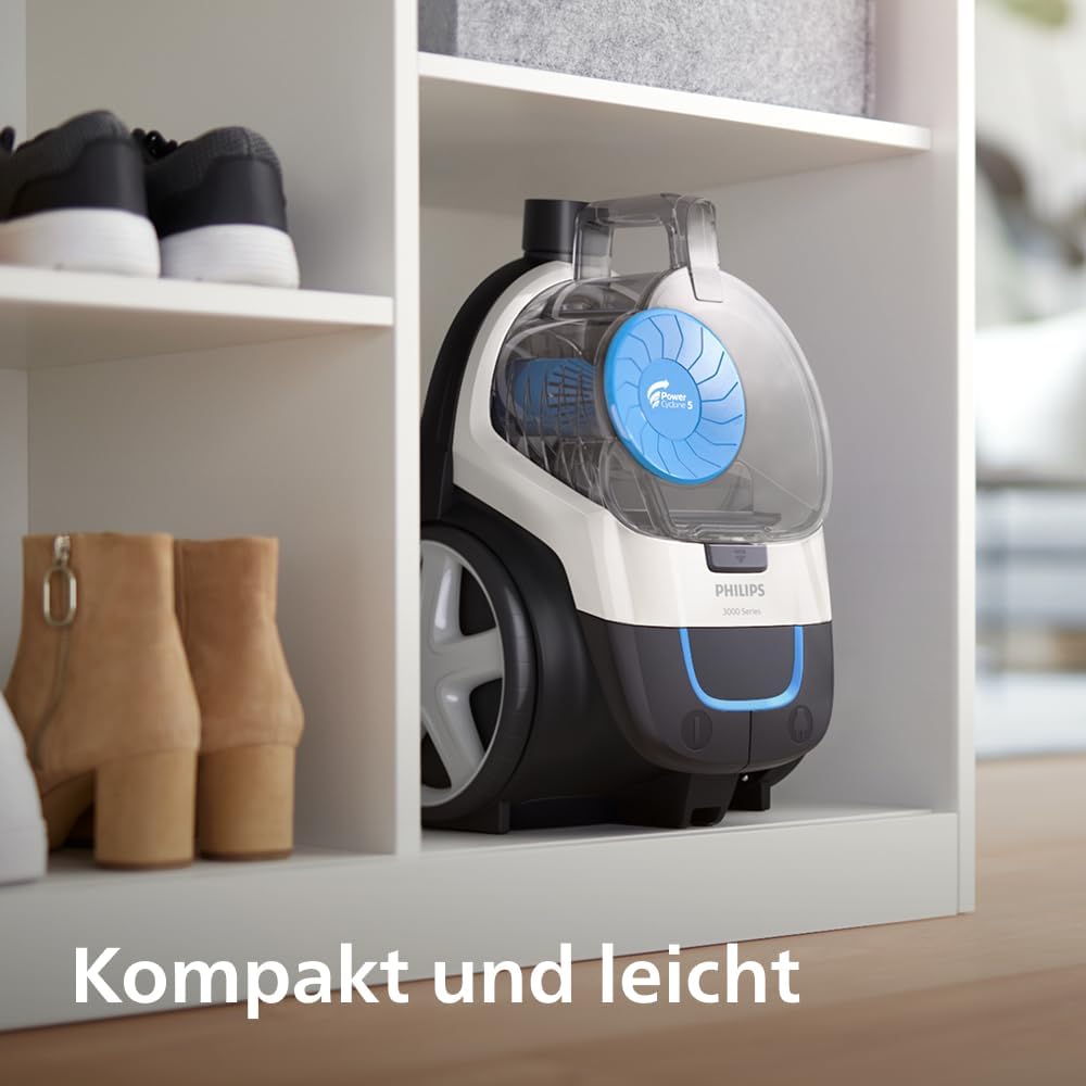Philips FC9332/09 PowerPro Compact Vacuum Cleaner 650W – H13 HEPA, TriActive Nozzle, 1,5L, White