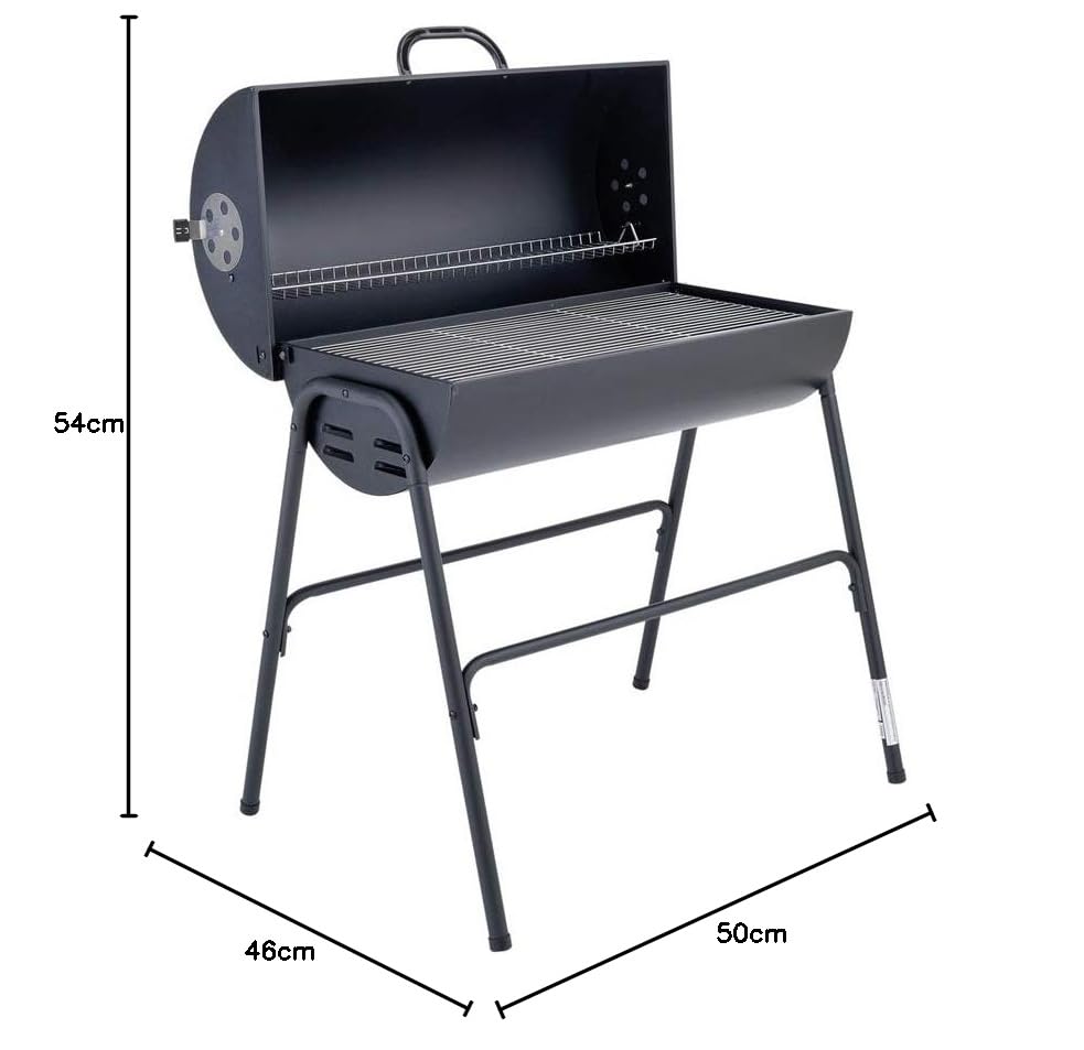 Argos Charcoal Oil Drum BBQ with Warming Rack
