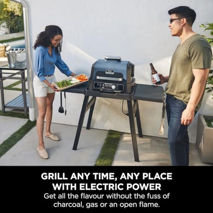 Ninja Woodfire Pro Connect XL Electric BBQ Grill and Smoker with App Control, Digital Probe, Large 7-in-1 Outdoor Grill and Air Fryer with Woodfire Pellets, Weather Resistant, Blue and Black OG901UK