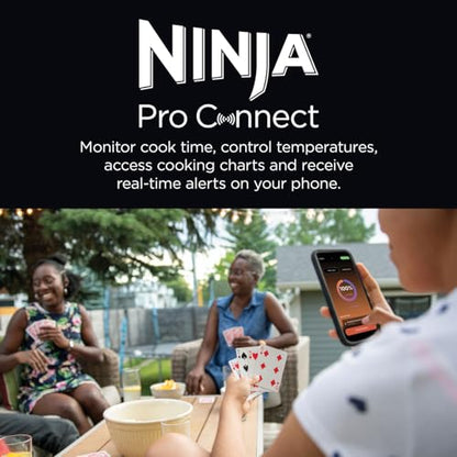 Ninja Woodfire Pro Connect XL Electric BBQ Grill and Smoker with App Control, Digital Probe, Large 7-in-1 Outdoor Grill and Air Fryer with Woodfire Pellets, Weather Resistant, Blue and Black OG901UK