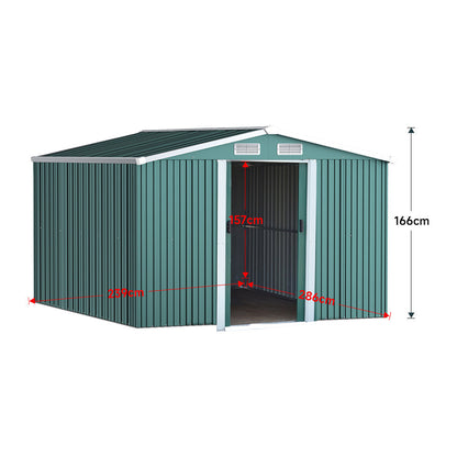 8x8ft Metal Garden Storage Shed With Gable Roof