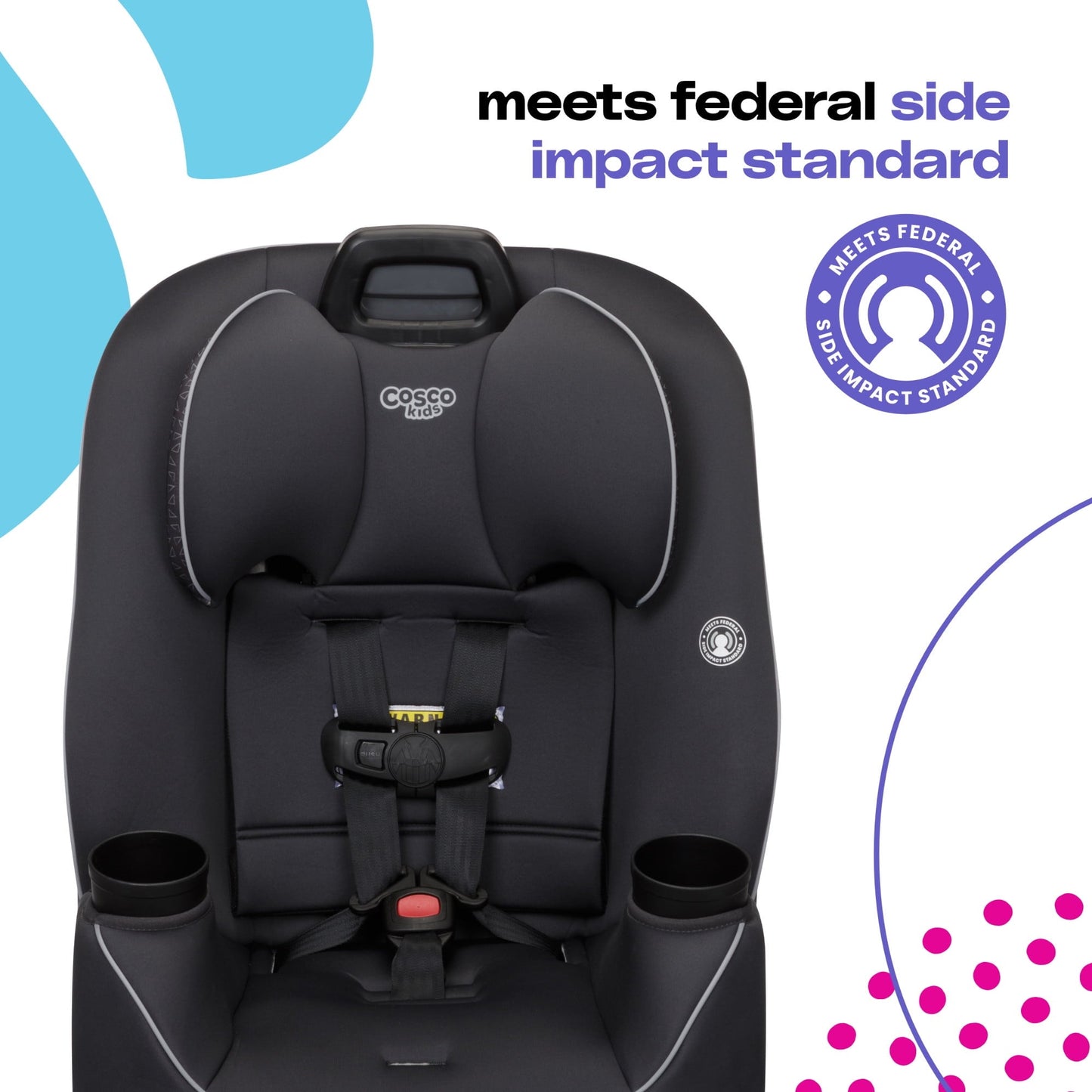 Cosco Kids Easy Elite Slim All In One Convertible Car Seat Grey Glyphs - Extended Use From Newborn To 100 Pound