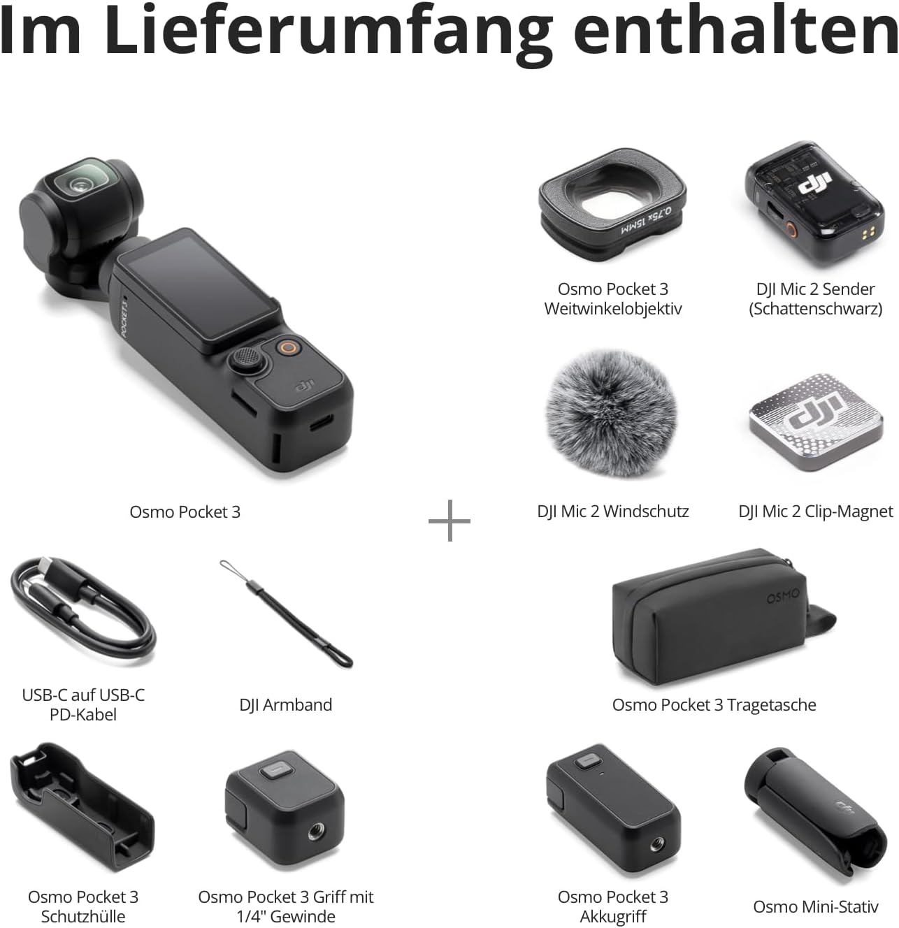 DJI Osmo Pocket 3 Creative Combo Gimbal Camera – 1" CMOS, 4K/120fps, 3-Achsen, ActiveTrack 6.0, Black