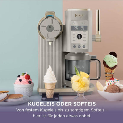 Ninja NC701EU CREAMi Scoop & Swirl Ice Cream Maker 13-in-1 – 2x480ml, Softeis & Eis, Stone Gold