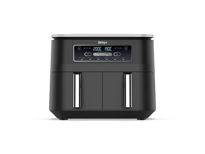 Ninja Foodi Dual Zone Digital Air Fryer, 2 Drawers, 7.6L, 6-in-1, Uses No Oil, Air Fry, Max Crisp, Roast, Bake, Reheat, Dehydrate, Cooks 4-6 Portions, Non-Stick, Dishwasher Safe Baskets, Black AF300UK