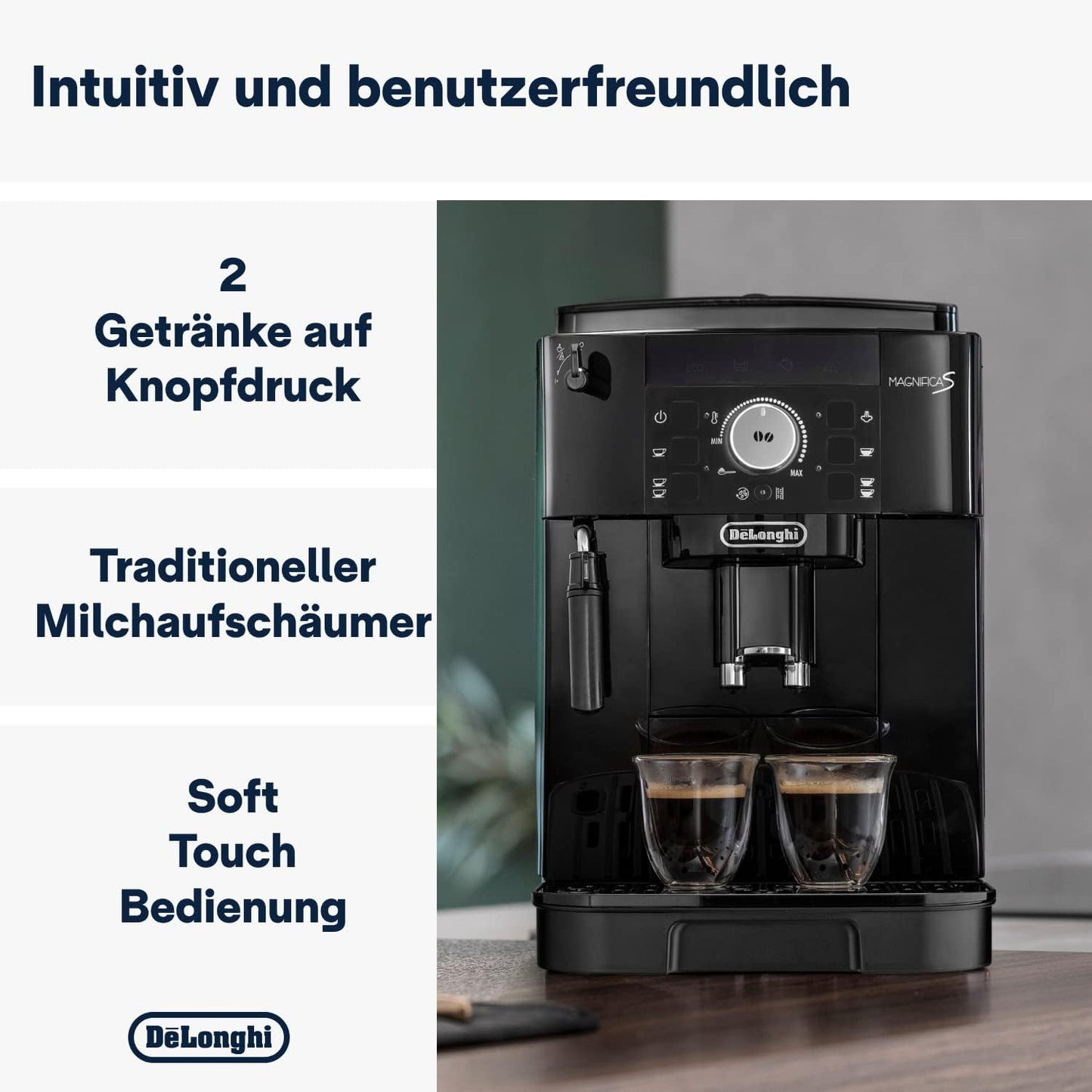 De'Longhi Magnifica S ECAM11.112.B Fully Automatic Coffee Machine – Grinder, Milk Frother, 2-Tassen, Black