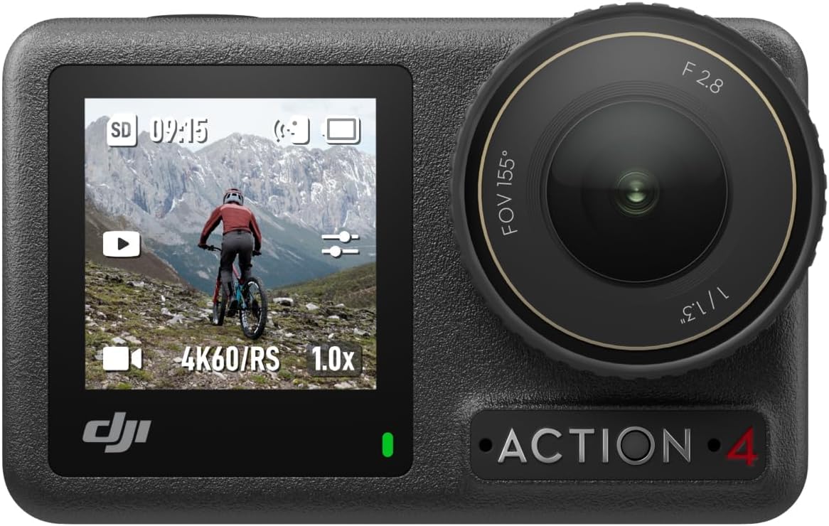 DJI Osmo Action 4 Essential Combo 4K Action Camera – 1/1.3" Sensor, 155°, 10-Bit, IP68, 150 Min, Black