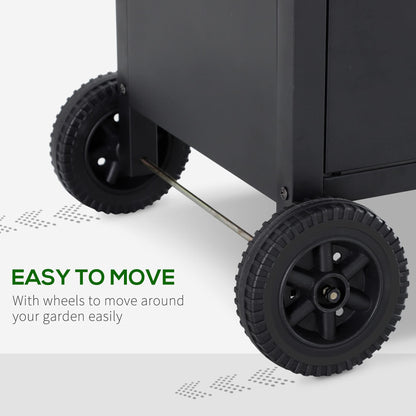 Outsunny Portable 4+1 Gas Burner Grill BBQ Trolley Backyard Garden Smoker Side Burner w/Storage Side Table For Party,Camping And Picnic