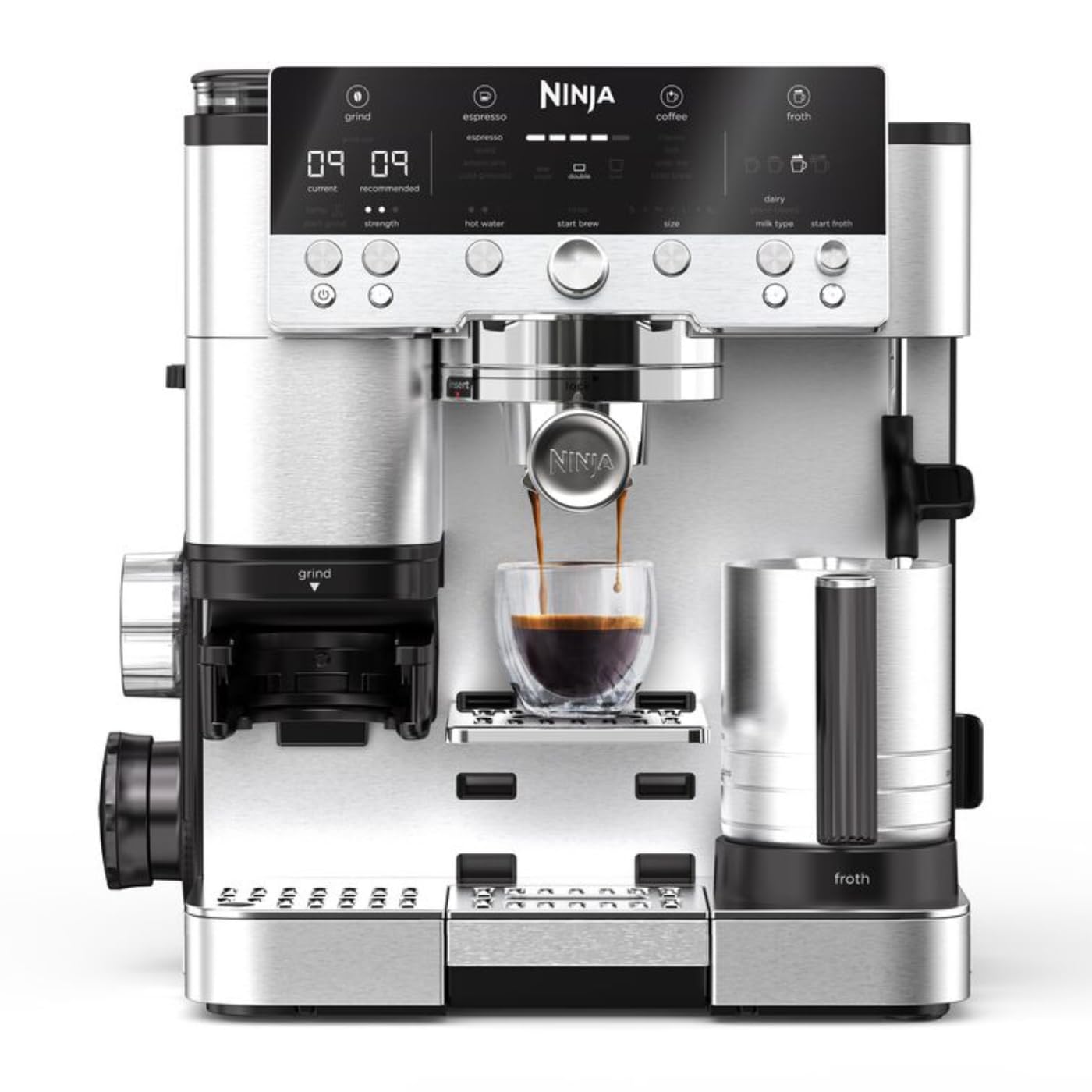 Ninja ES601EUGM Luxe Premier 3-in-1 Coffee Machine 2L – Barista-Assist, Grinder, Mikroschaum, Grey Metal