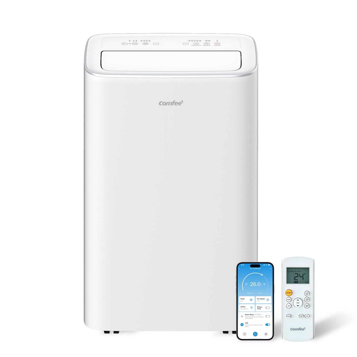 Comfee Breezy Cool Pro 2.6 Portable Air Conditioner 9.000 BTU – A, R290, App & Alexa, White
