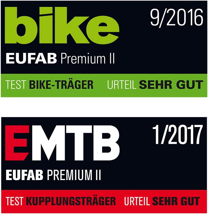 EUFAB PREMIUM 2 Towbar Bike Carrier – 2 Räder, 60kg, E-Bike, Foldable, Lockable, Black