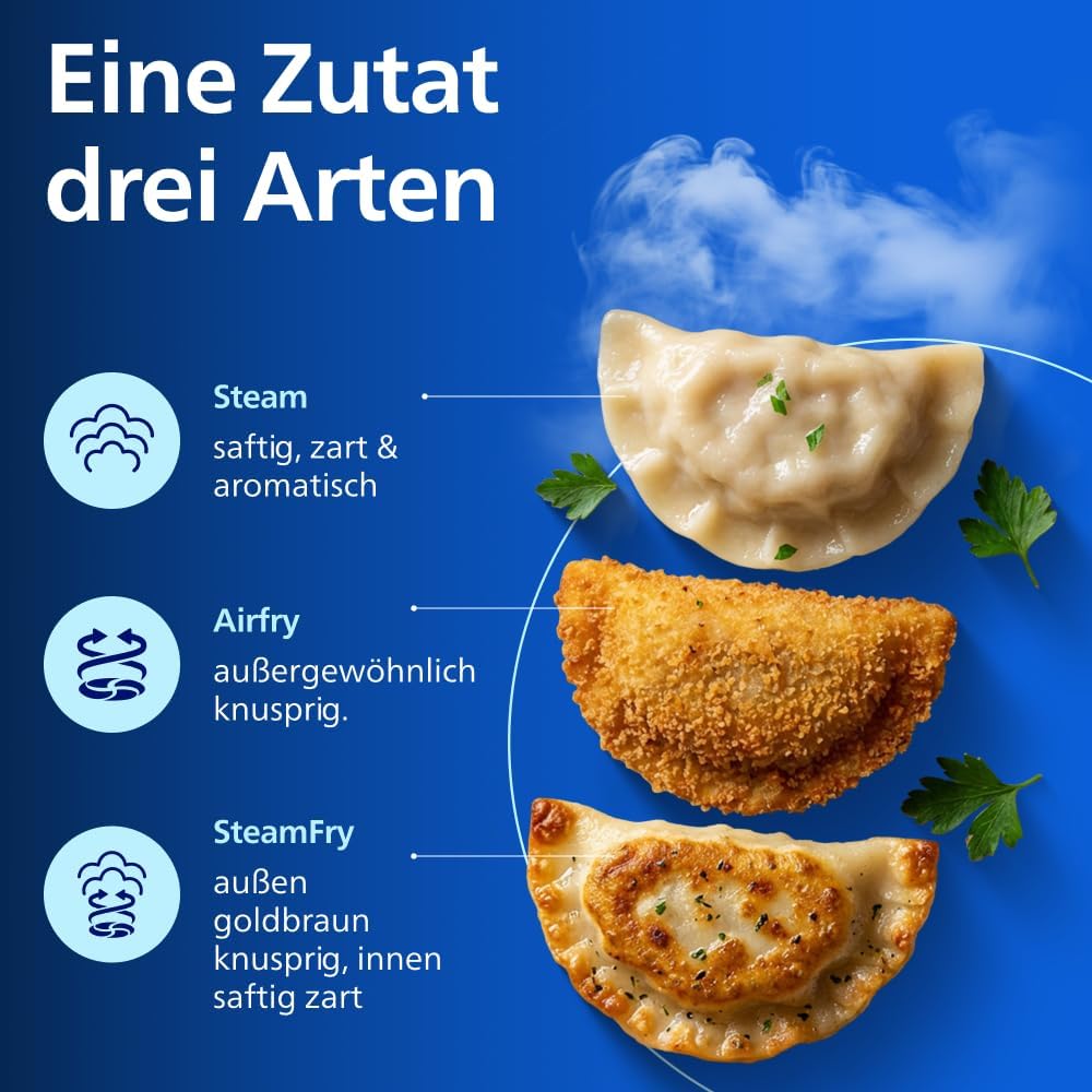 Philips NA550/00 5000 Series Steam & AirFry Air Fryer 9L – RapidAir Plus, 2x Korb, 2750W