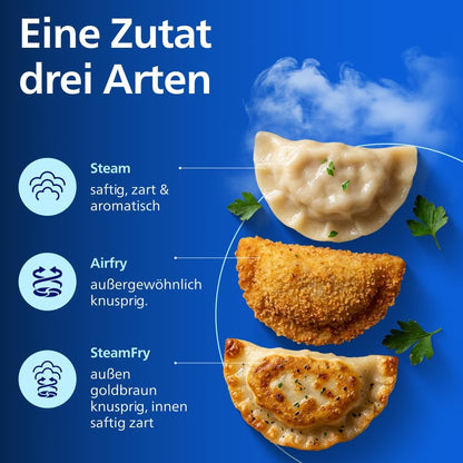 Philips NA550/00 5000 Series Steam & AirFry Air Fryer 9L – RapidAir Plus, 2x Korb, 2750W