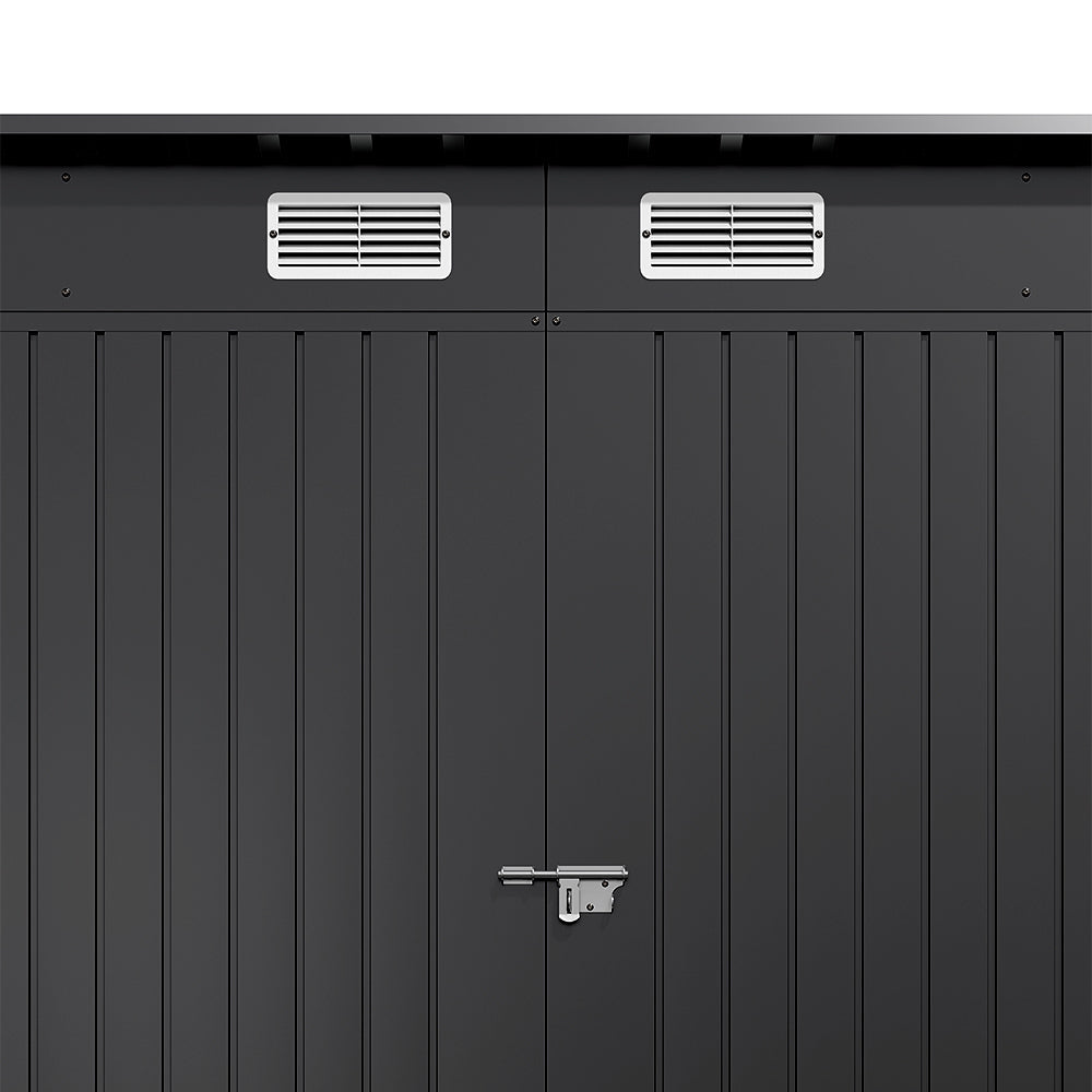 8x4ft Galvanized Steel Tool Storage Shed with Dual Doors