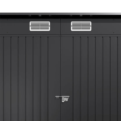 8x4ft Galvanized Steel Tool Storage Shed with Dual Doors