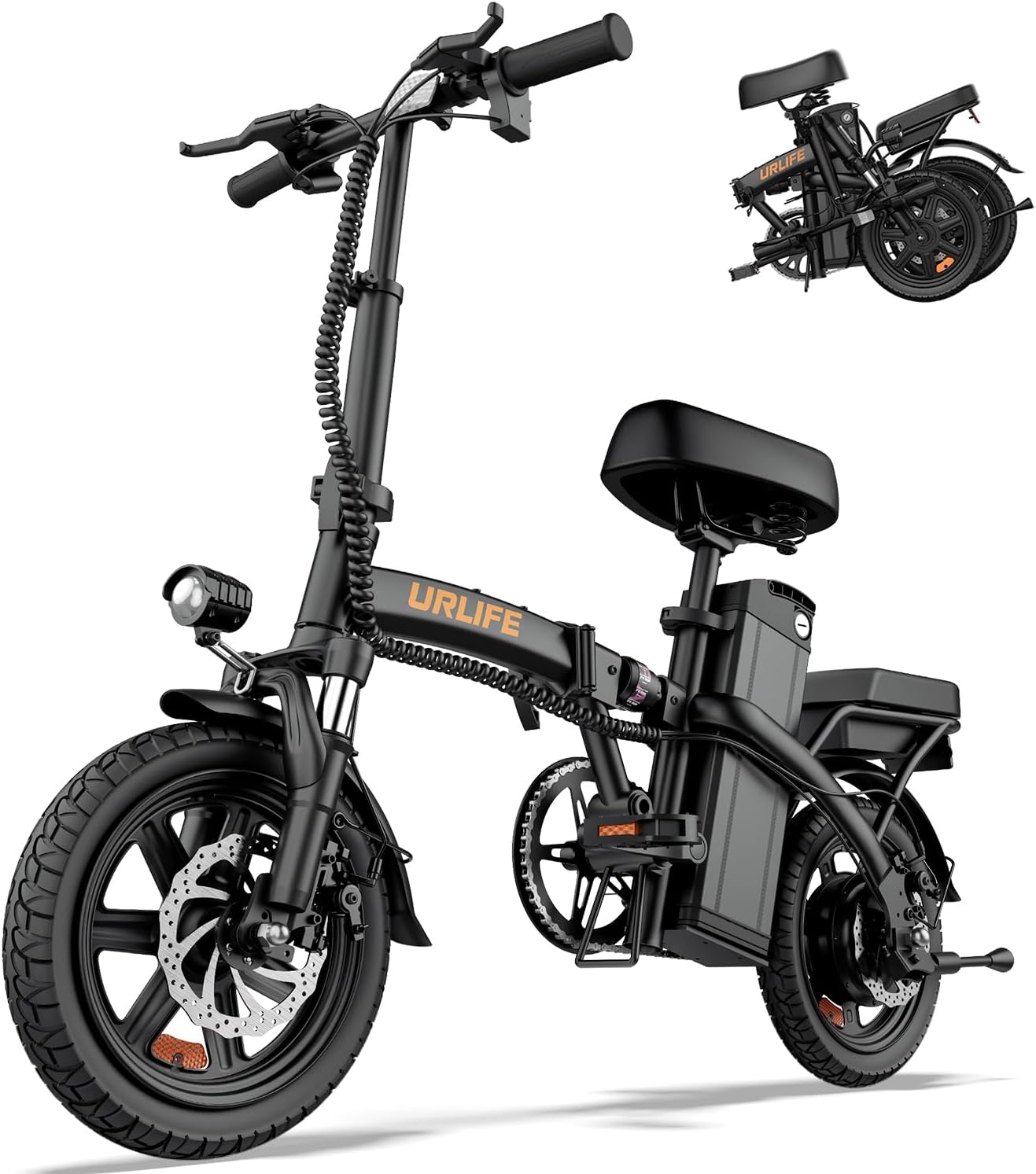 URLIFE F1L Klapp-E-Bike 250W – 48V/7,5Ah, 60km, Pedelec, IP54, Dual-Federung, 14", Black