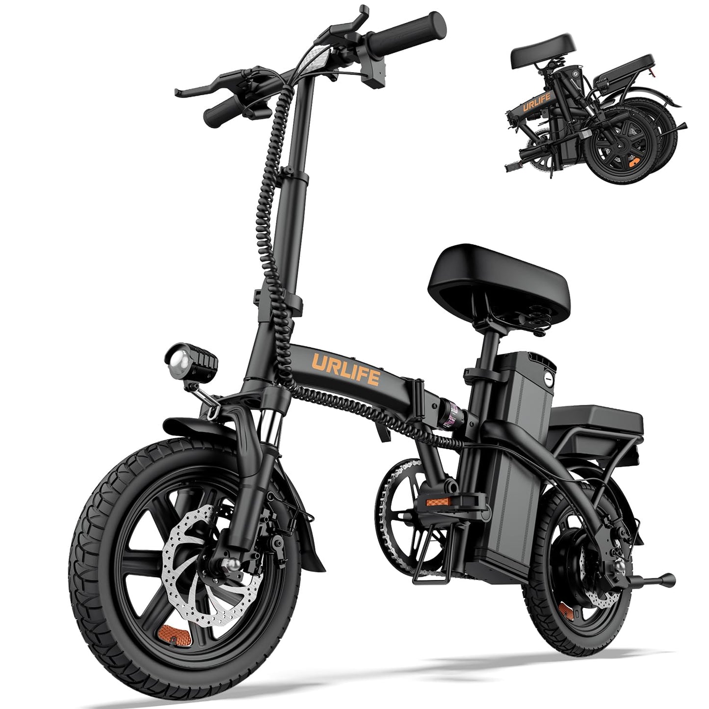 URLIFE F1L Klapp-E-Bike 250W – 48V/7,5Ah, 60km, Pedelec, IP54, Dual-Federung, 14", Black